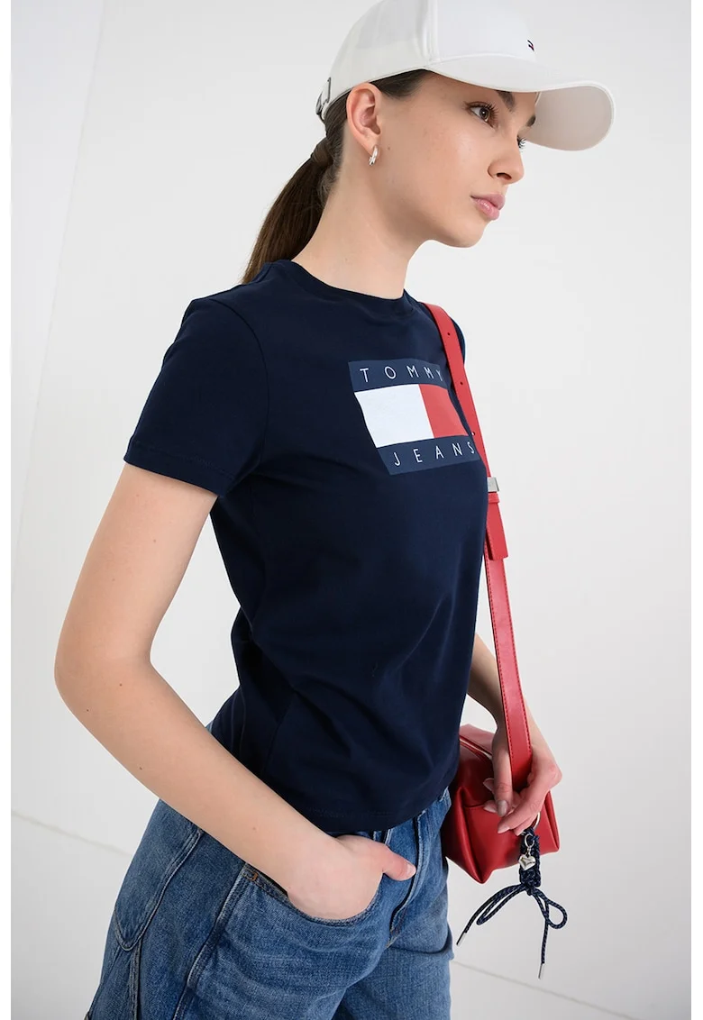 Tricou cu imprimeu logo, Bleumarin stins