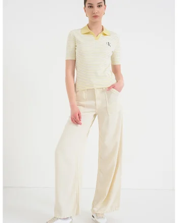 Tricou polo in dungi, Galben pastel