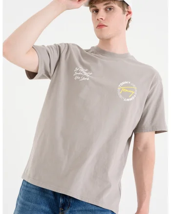 Tricou cu imprimeu grafic pe partea din spate, Maro taupe