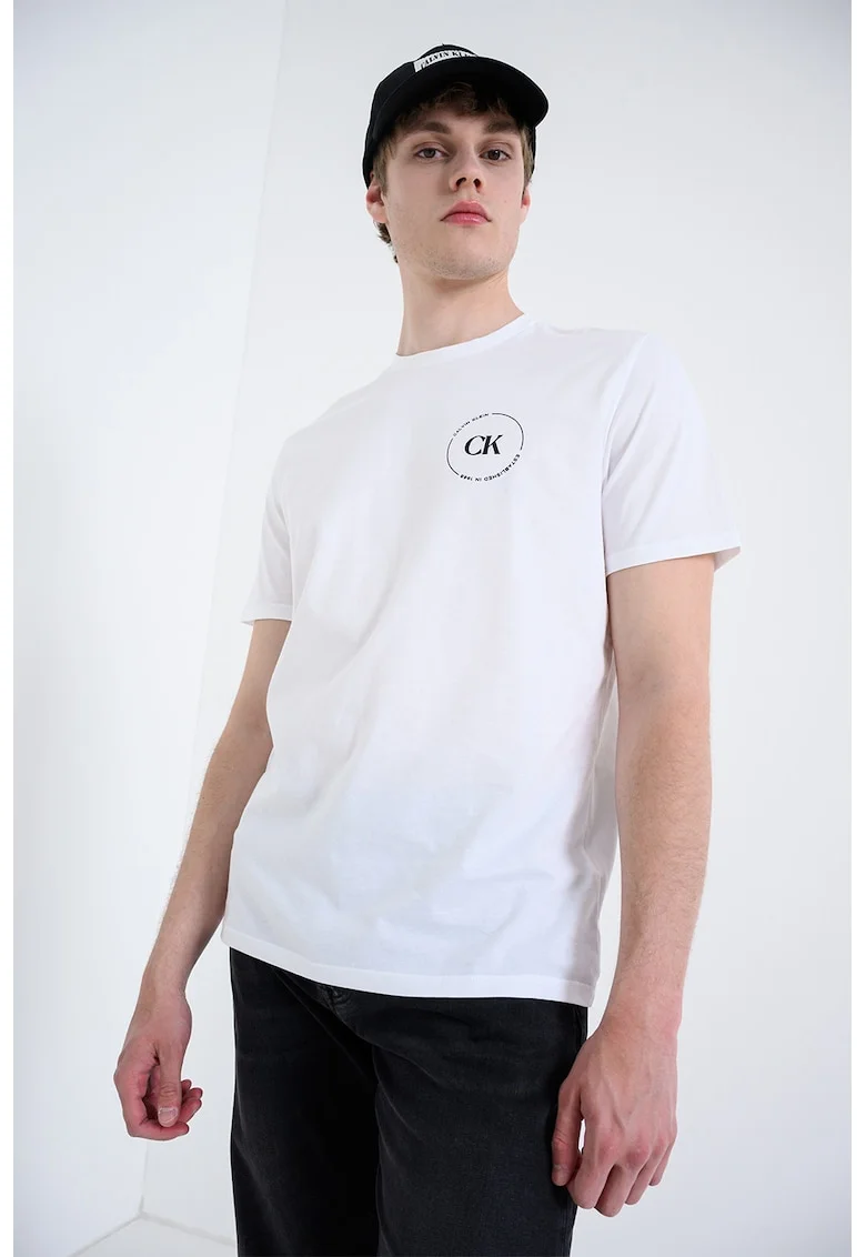 Tricou de bumbac cu buzunar pe piept, Alb