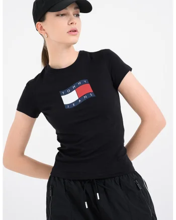 Tricou cu decolteu la baza gatului cu logo pe piept, Negru carbon