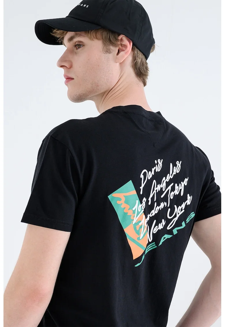Tricou din bumbac cu model grafic, Negru