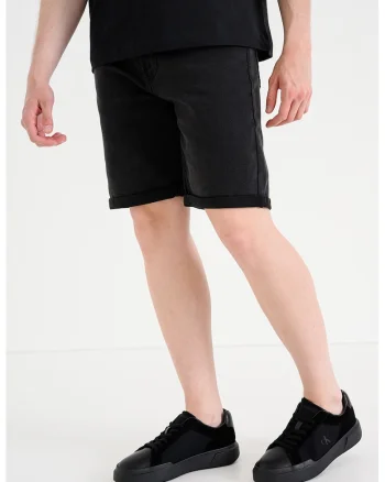 Bermude slim fit din denim, Black Onyx