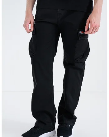 Pantaloni cargo relaxed fit, Negru