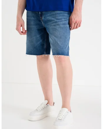 Pantaloni scurti de denim cu model cu 5 buzunare, Albastru