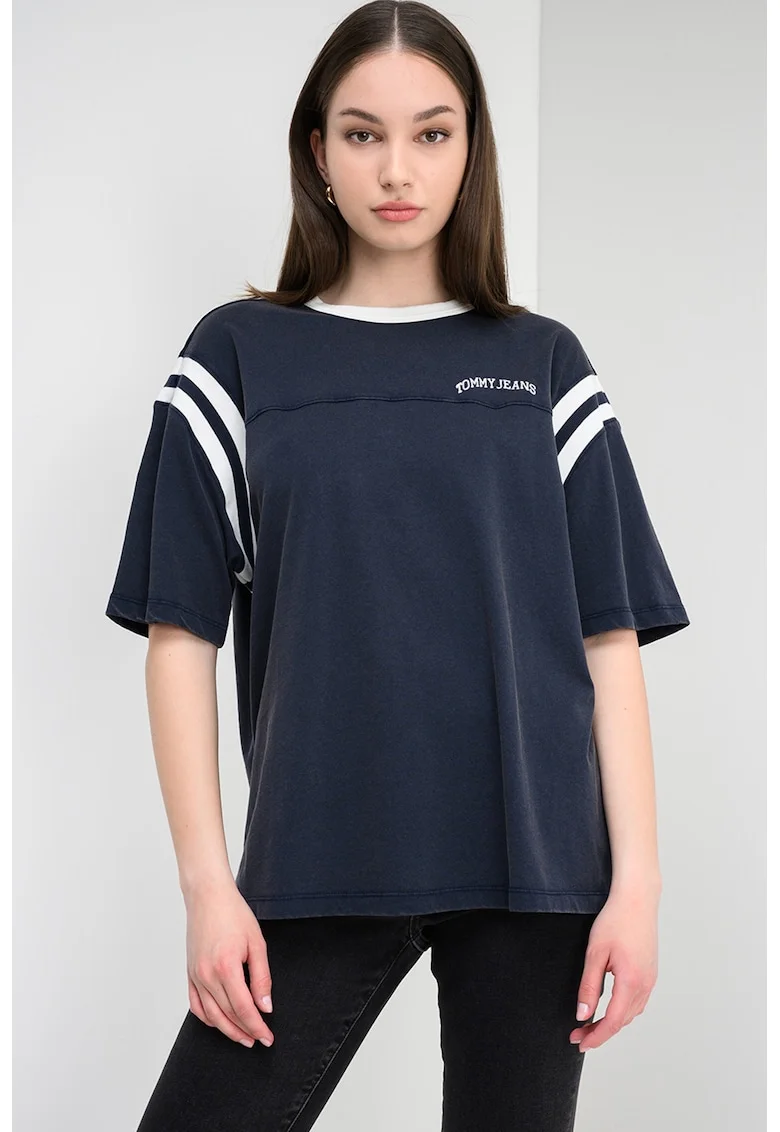 Tricou lejer cu detalii contrastante, Albastru gentian