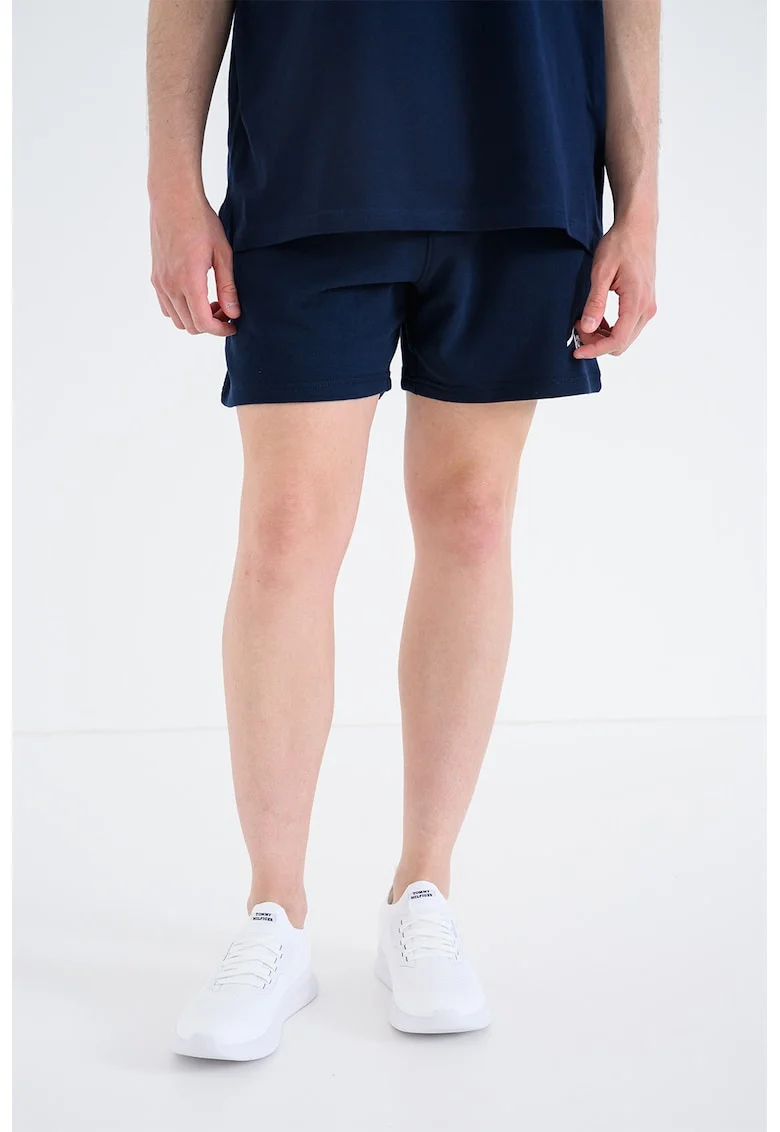 Pantaloni scurti din bumbac cu imprimeu, Bleumarin
