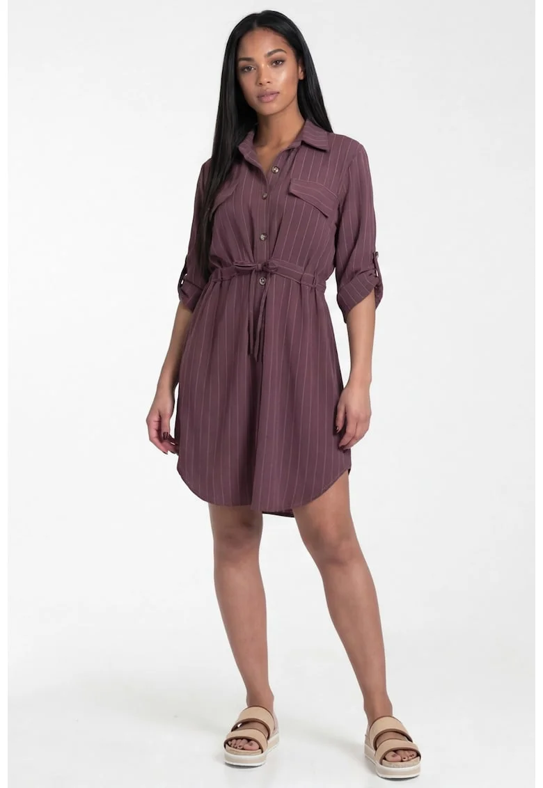 Rochie  model M1325, violet, croiala dreapta, maneca 3/4, curea in talie