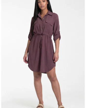 Rochie  model M1325, violet, croiala dreapta, maneca 3/4, curea in talie
