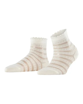 Sosete scurte din amestec de bumbac organic Border Lace, Alb murdar