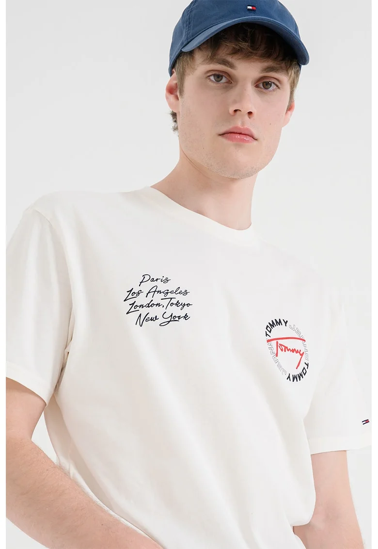 Tricou cu imprimeu grafic pe partea din spate, Crem