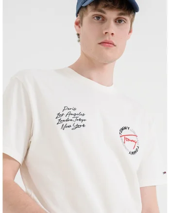 Tricou cu imprimeu grafic pe partea din spate, Crem