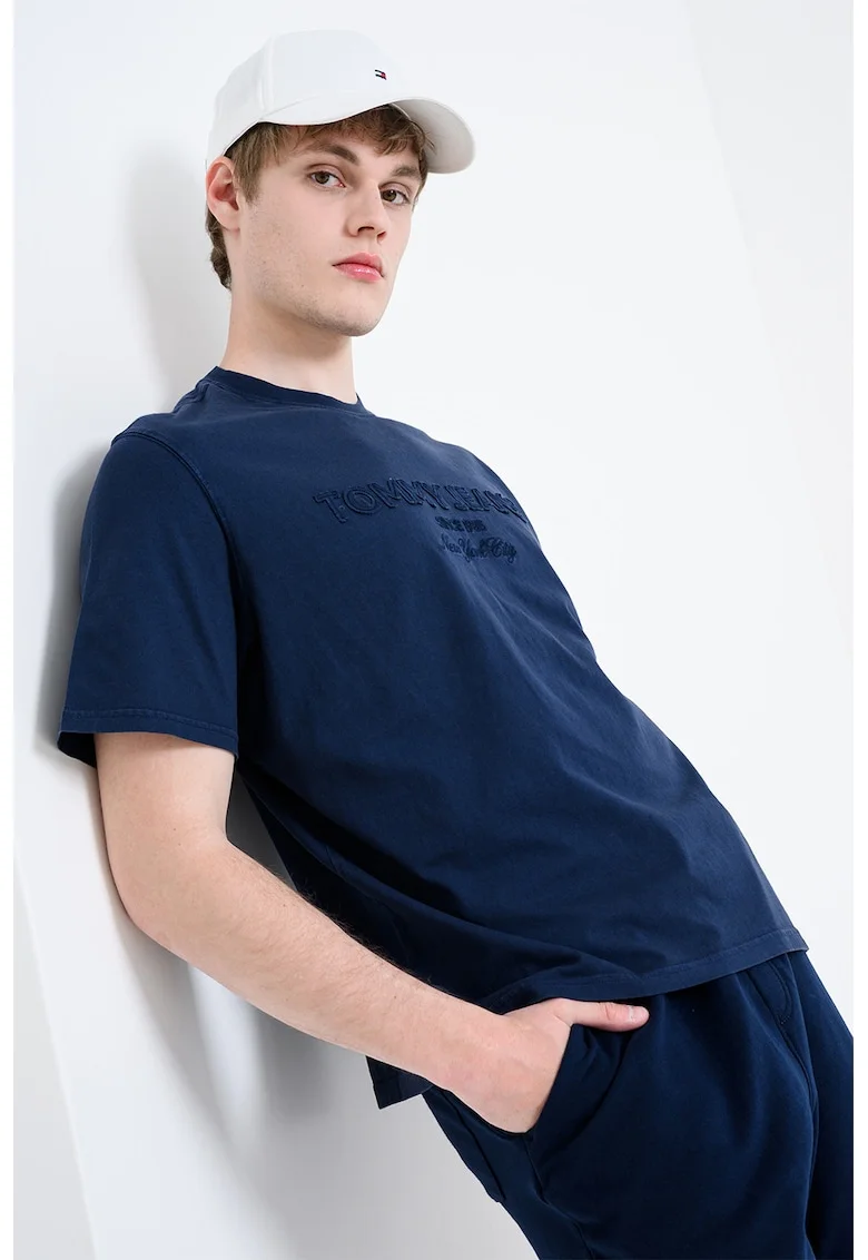 Tricou regular fit cu imprimeu logo, Bleumarin
