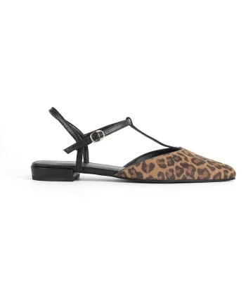 Balerini dama  ERIKA, piele naturala, imprimeu leopard, Leopard