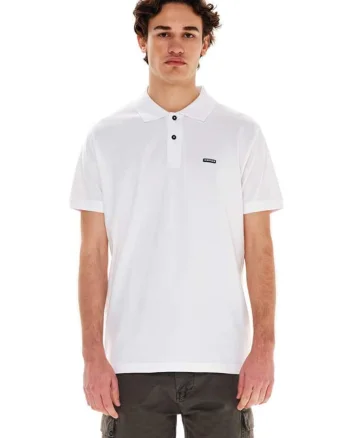 Tricou polo barbatesti  bumbac, alb, croiala regulata, guler cu nervuri