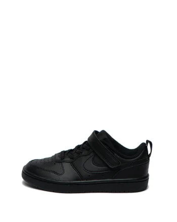 Pantofi sport de piele, cu perforatii, Court Borough 2, Negru