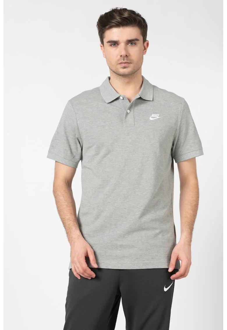 Tricou polo de bumbac pique Matchup, Gri melange