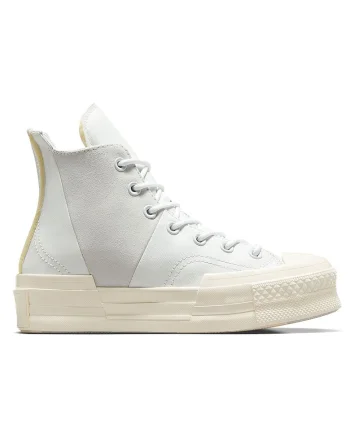 Tenisi Chuck 70 Plus, panza/piele intoarsa, crem/alb