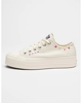 Tenisi flatform cu broderie florala Lift, Lila/Crem