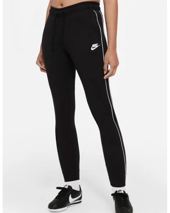 Pantaloni sport conici cu snur in talie Essential, Negru