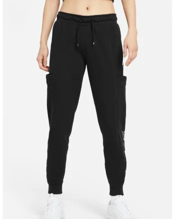 Pantaloni sport cu croiala conica si snur de ajustare in talie Air, Negru