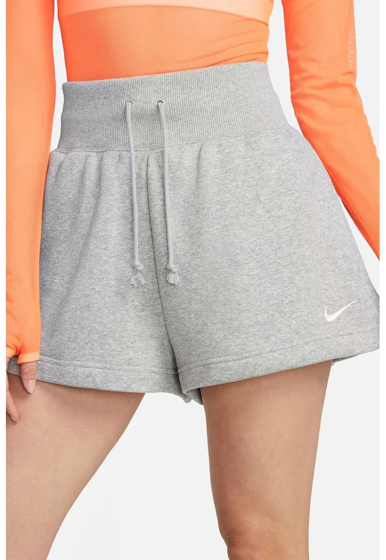 Pantaloni scurti cu talie inalta Phoenix, Gri deschis melange
