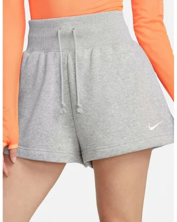 Pantaloni scurti cu talie inalta Phoenix, Gri deschis melange