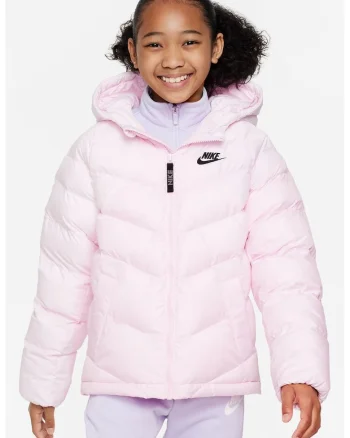 Geaca matlasata cu logo, Roz pastel