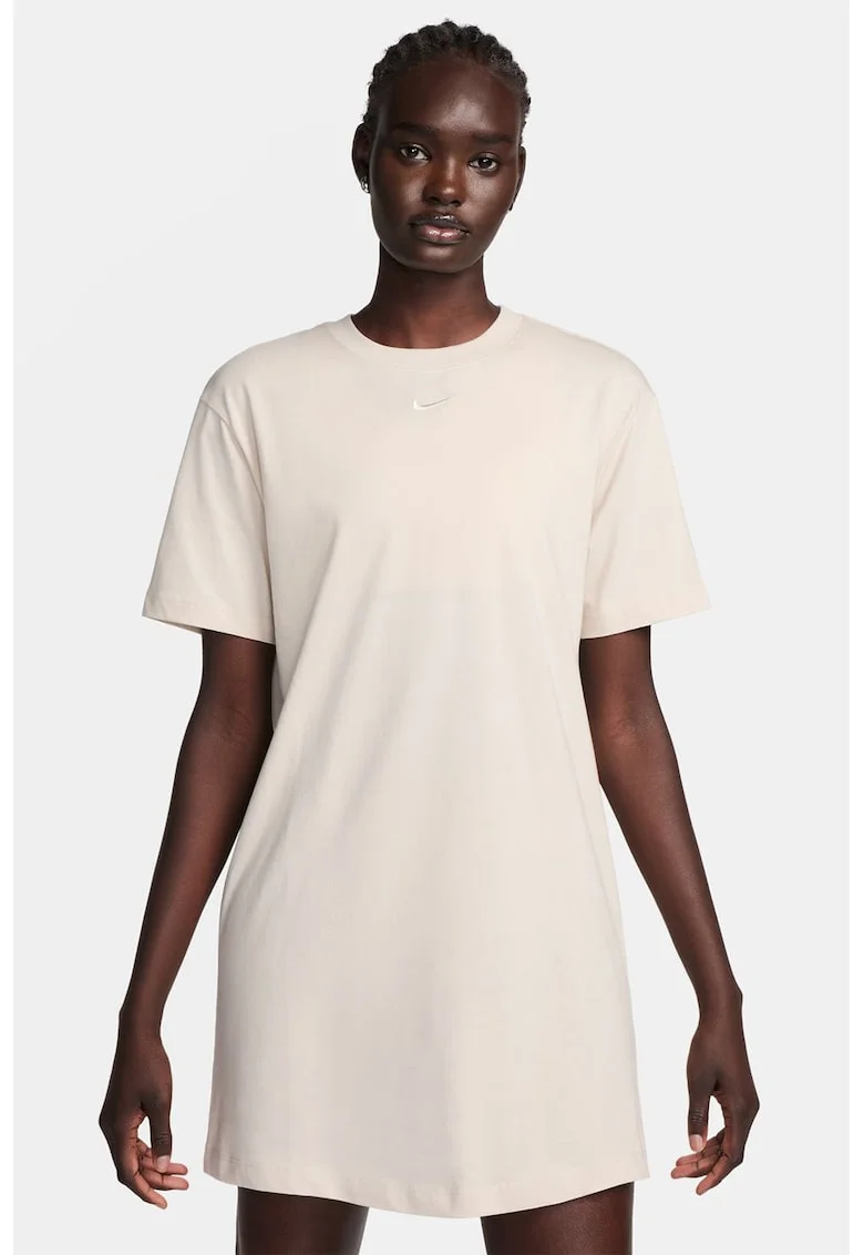 Rochie-tricou cu decolteu la baza gatului Sportswear Essentials, Crem