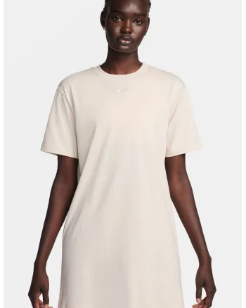 Rochie-tricou cu decolteu la baza gatului Sportswear Essentials, Crem