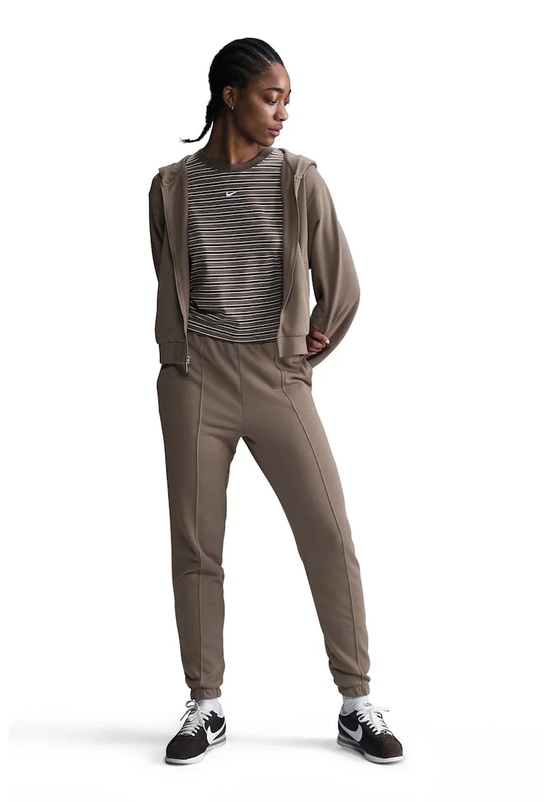 Pantaloni de trening din amestec de bumbac cu buzunzare laterale, Maro inchis