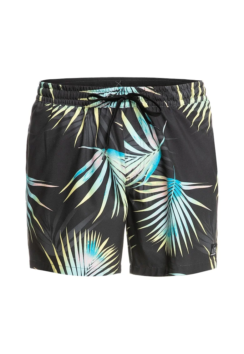 Pantaloni scurti de baie cu imprimeu tropical Mix, Albastru/Gri antracit