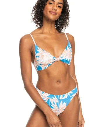 Costum de baie cu detaliu innodat Love - 2 piese, Albastru azur/Bej deschis