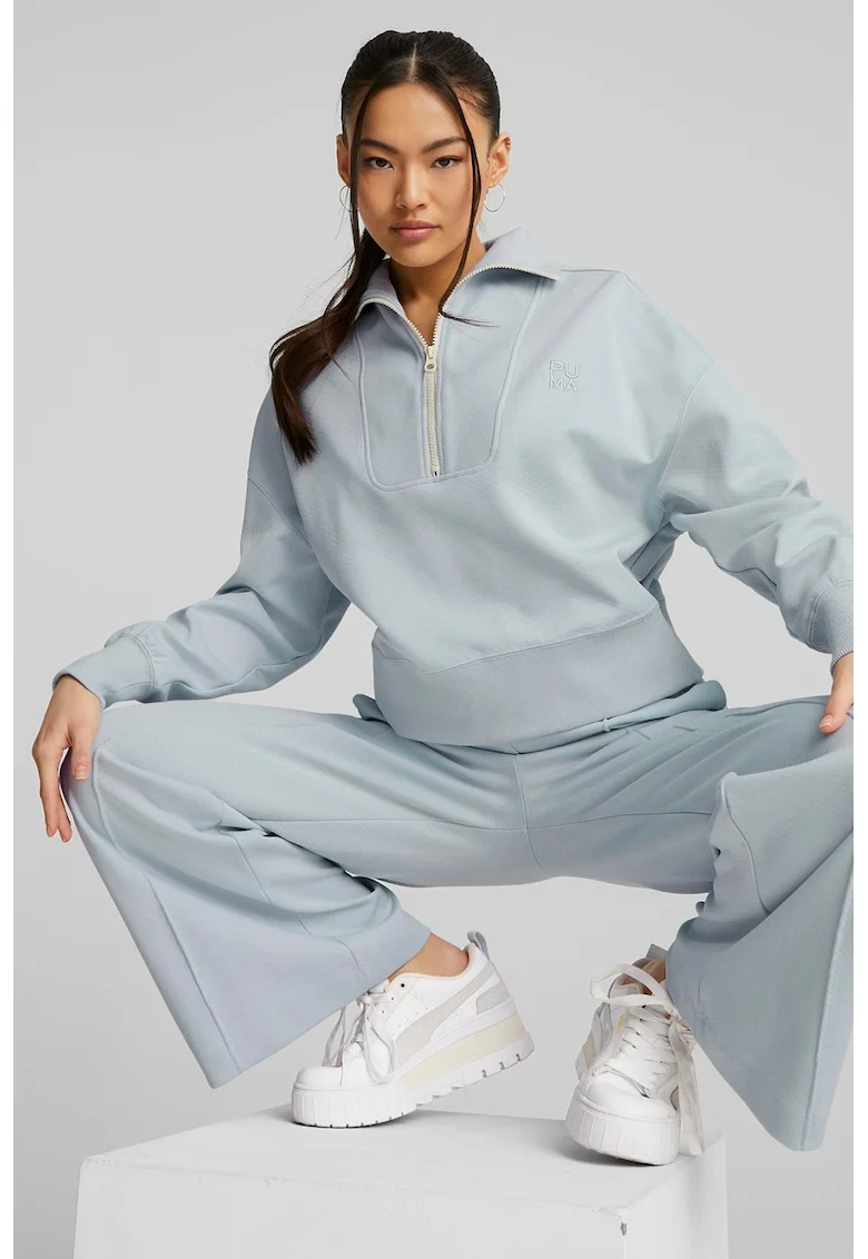 Bluza sport cu guler inalt Infuse, Albastru prafuit