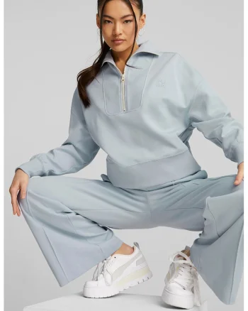 Bluza sport cu guler inalt Infuse, Albastru prafuit