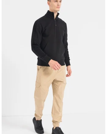 Bluza sport cu fenta cu fermoar, Negru