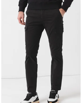 Pantaloni cargo cu buzunare oblice, Negru