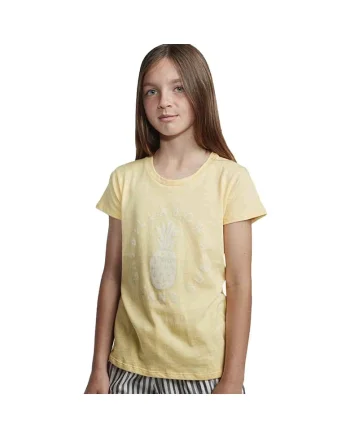 Tricou copii,  imprimeu nisip si surf, galben