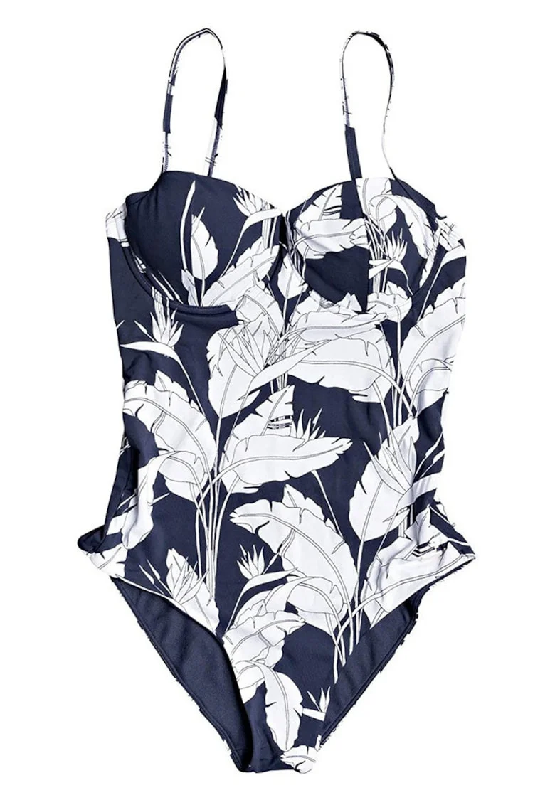 Costum de baie dama,  Beach Classics, alb-albastru, imprimeu,