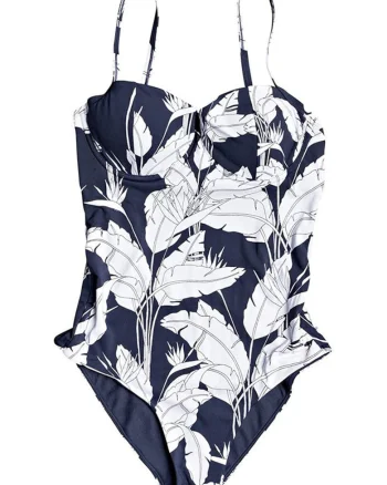 Costum de baie dama,  Beach Classics, alb-albastru, imprimeu,