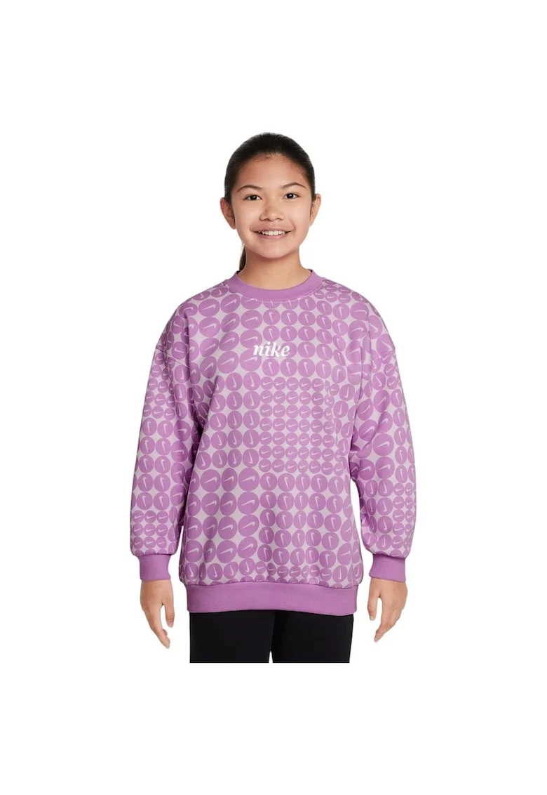 Hanorac  Sportswear Club Fleece, guler rotund, bumbac/poliester, mov