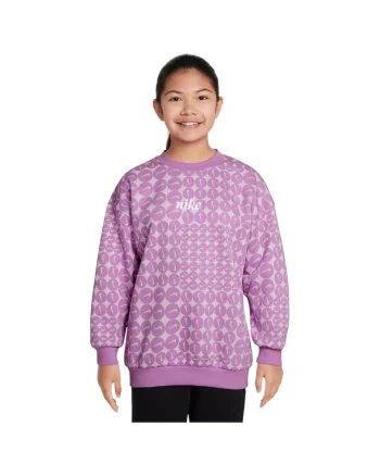 Hanorac  Sportswear Club Fleece, guler rotund, bumbac/poliester, mov