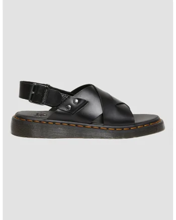 Sandale de piele cu aspect impletit, Negru
