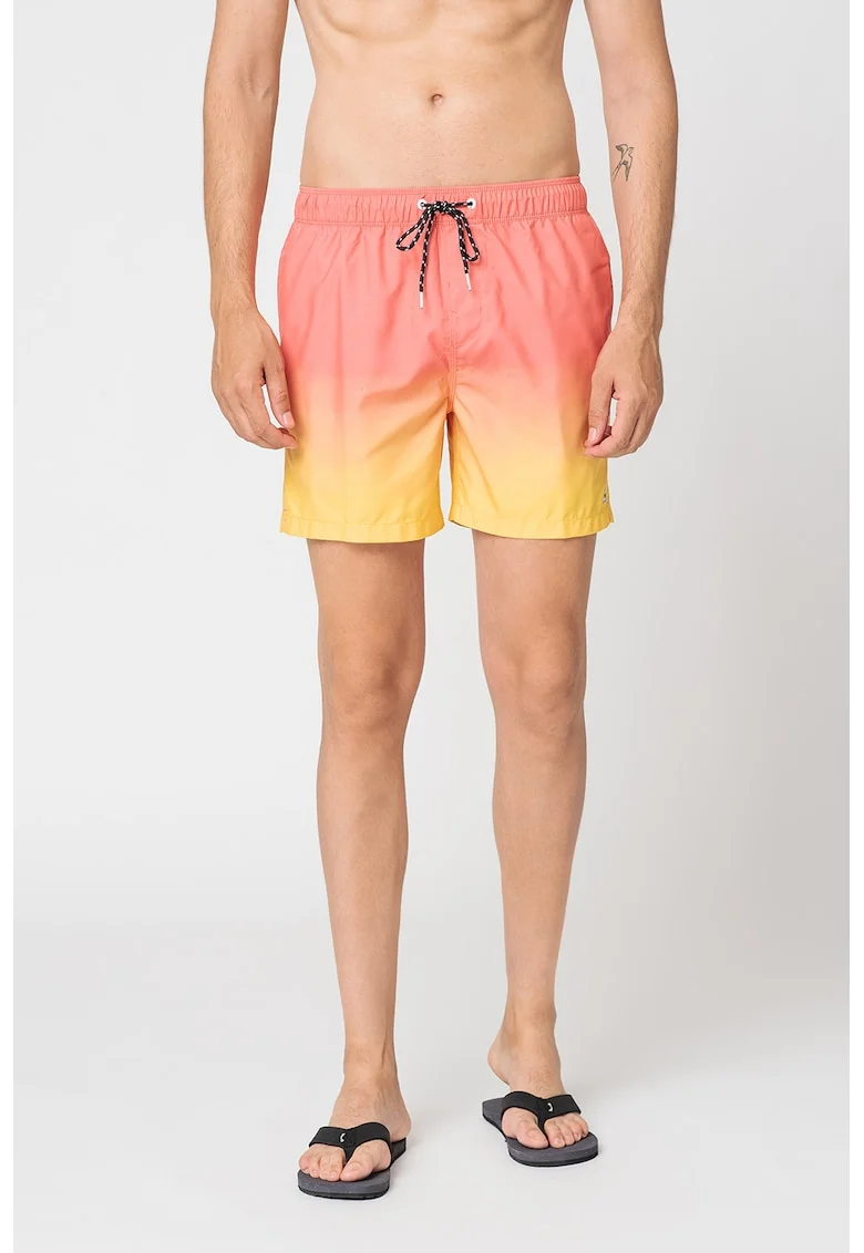 Pantaloni scurti de baie in degrade All Day, Galben/Rosu stins
