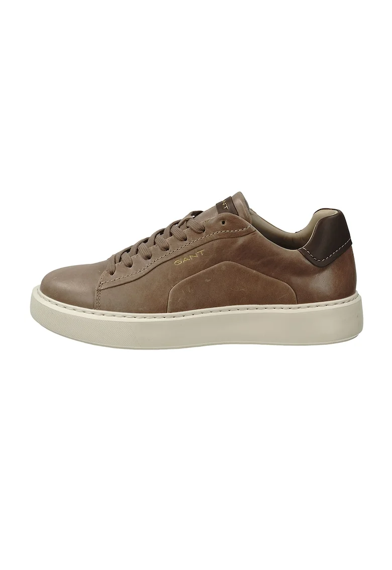 Pantofi sport de piele cu logo discret, Maro