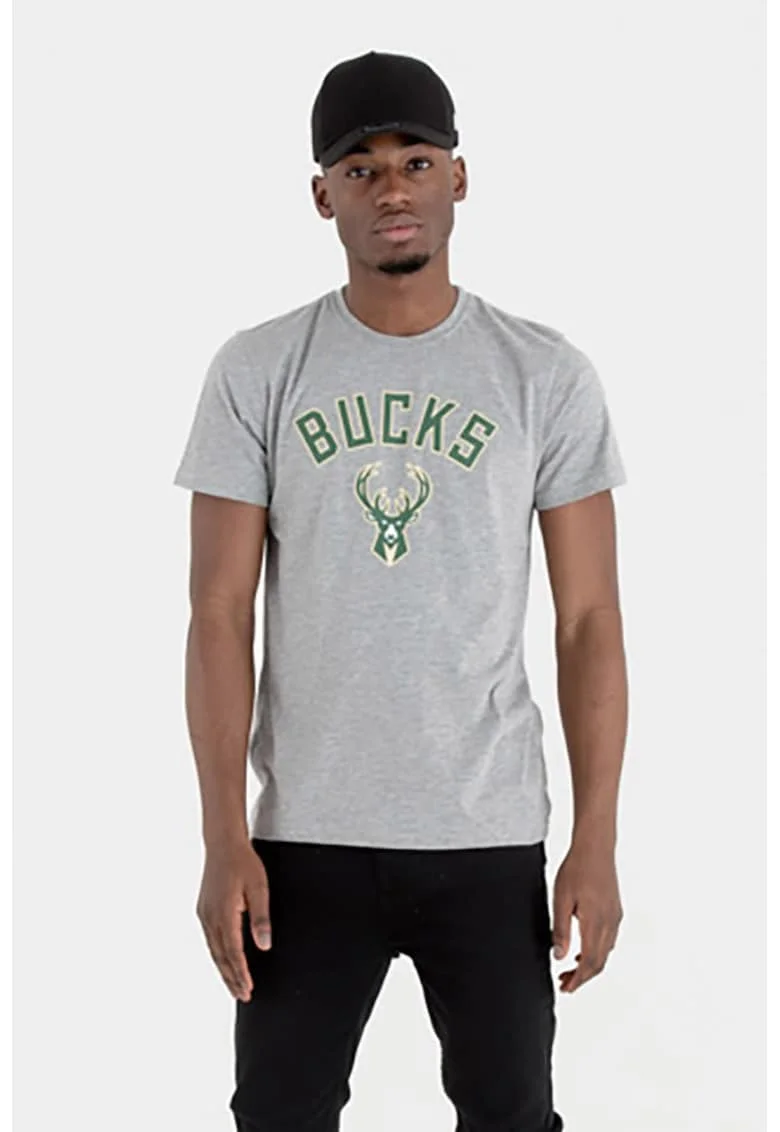 Tricou cu imprimeu logo, Gri melange