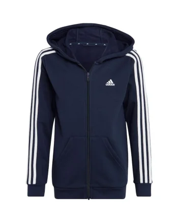 Hanorac copii,  Essentials 3-Stripes, bleumarin, bumbac si poliester reciclati