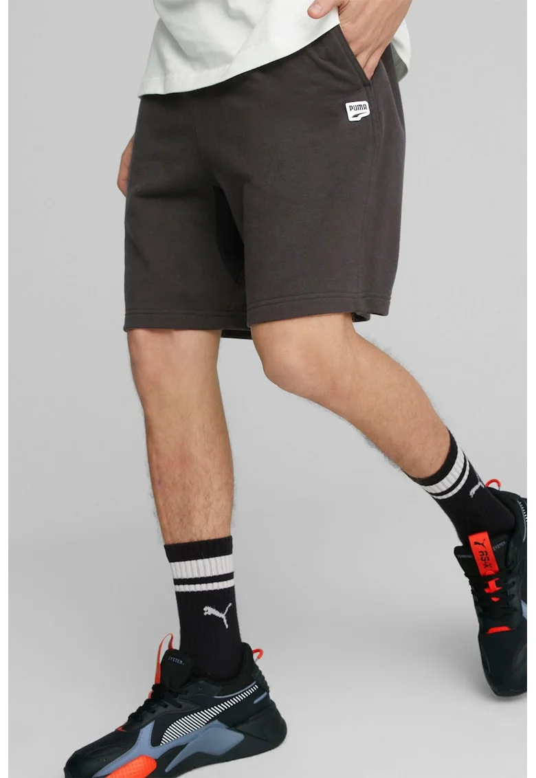 Pantaloni scurti cu logo brodat Downtown, Negru