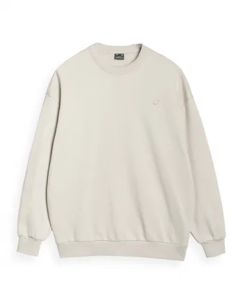Hanorac unisex  oversize, bej, bumbac/poliester, fara fermoar