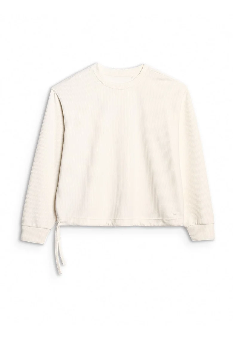 Hanorac dama,  bluza de trening nedeschizabila, cropped, alb, modal/poliester